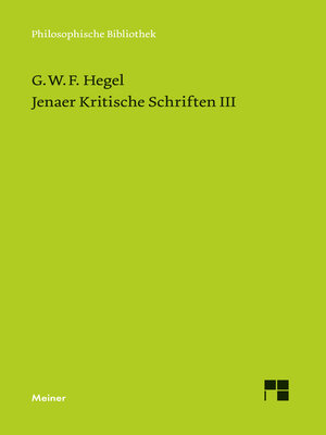 cover image of Jenaer Kritische Schriften III